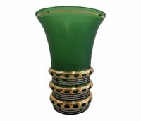 Forest Green Vase with Gold Detail
