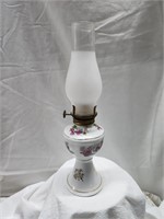 Small Milkglass Pedestal Oil Lamp With Roses
