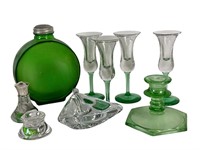 Vtg. Green Glass & Steuben Glass
