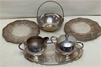 U - VINTAGE C&S SET W/ TRAY, BASKET & SALVERS (K8)