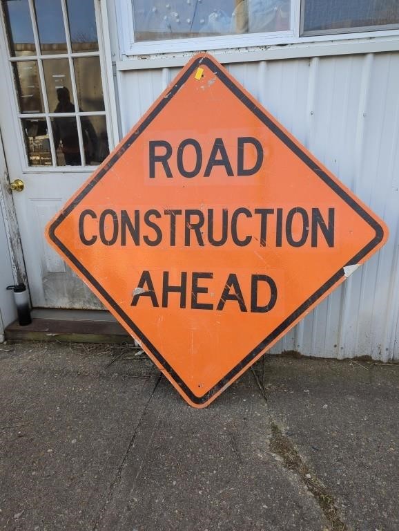 Metal road sign