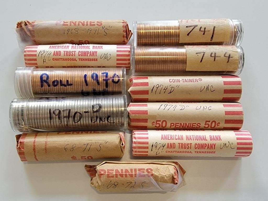 Misc Rolls of US Coins (10 Pennies / 1 Nickel)