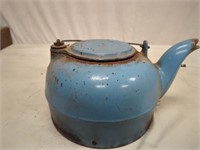 blue enamel cast iron tea pot