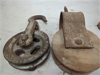 wooden and cast iron pulleys