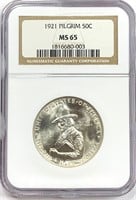 1921 Pilgrim 50C Tercentenary Silver Coin MS-65