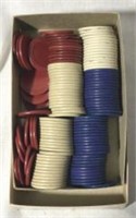 Vintage Poker Chips- red white blue and off-white