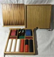 Vintage Game Board : Backgammon, Poker, Checkers