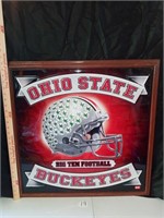 Ohio State Metal sign with wood frame