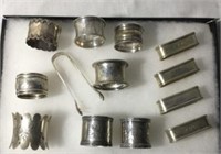 Vintage Napkin Ring Collection w/ Ice Tongs