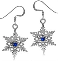 Round .02ct Blue Sapphire Snowflakes Earrings