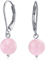 Unique 7.00ct Rose Quartz Bead Ball Drop Earrings