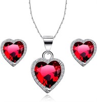 Heart 4.00ct Garnet & White Sapphire Jewelry Set