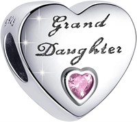 Pretty .18ct Pink Topaz Grand Daughter Heart Charm