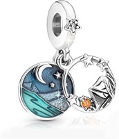 Cool .02ct Topaz Double Dangling Night Sky Charm