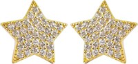 Gold Plated 1.40ct White Sapphire Star Earrings