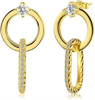 14k Gold-pl. 2.28ct Topaz Dangle Stud Earrings