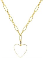 Minimalist White Heart Paperclip Necklace