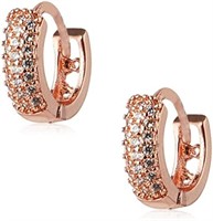 Gold-pl .38ct White Sapphire Hoops Earrings
