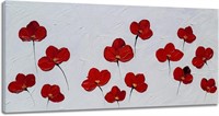 Red Flowers with Texutre Flower Wall Art 24" x 48"