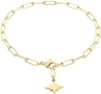 18k Gold-pl North Star Oval Link Chain Bracelet
