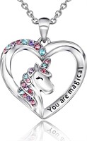 Majestic Unicorn Gemstone Heart Necklace