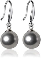 Elegant 10mm Gray Pearl Dangle Earrings