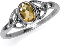 Natural Oval .71ct Citrine Celtic Trinity Ring