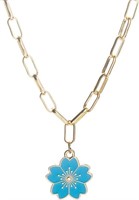 Elegant Blue Sakura Paperclip Necklace