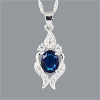 Oval 2.54ct Sapphire & White Topaz Necklace