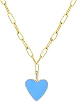 Minimalist Blue Heart Paperclip Necklace