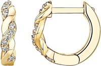 14k Gold-pl .36ct White Topaz Twisted Earrings