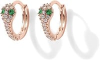 14k Gold-pl .40ct Emerald & White Topaz Earrings