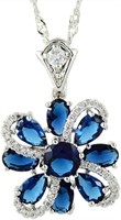 Elegant 4.00ct Blue & White Sapphire Necklace