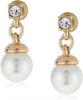 Dazzling White Sapphire And Pearl Drop Earrings