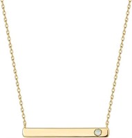 14k Gold-pl. Round .10ct Opal Bar Necklace