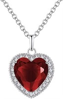 Heart 15.00ct Ruby & White Topaz Necklace