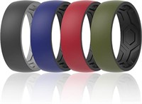 4pc Men's 4 Colors Breathable Silicone Band Set
