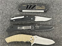 Lot of 3 Knives + Ceramic Carbide Sharpener