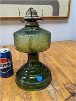 VTG Depression Flash Green Glass Oil Lamp