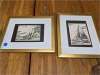 2 Framed John Moll Skipjack Prints 11 x 9