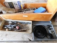 WOODEN TOOLBOX W/ CONTENTS