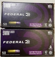 100 QTY FEDERAL 9MM 147GR AMMO