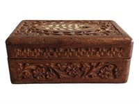 Wooden Carved Box w mosaic detail