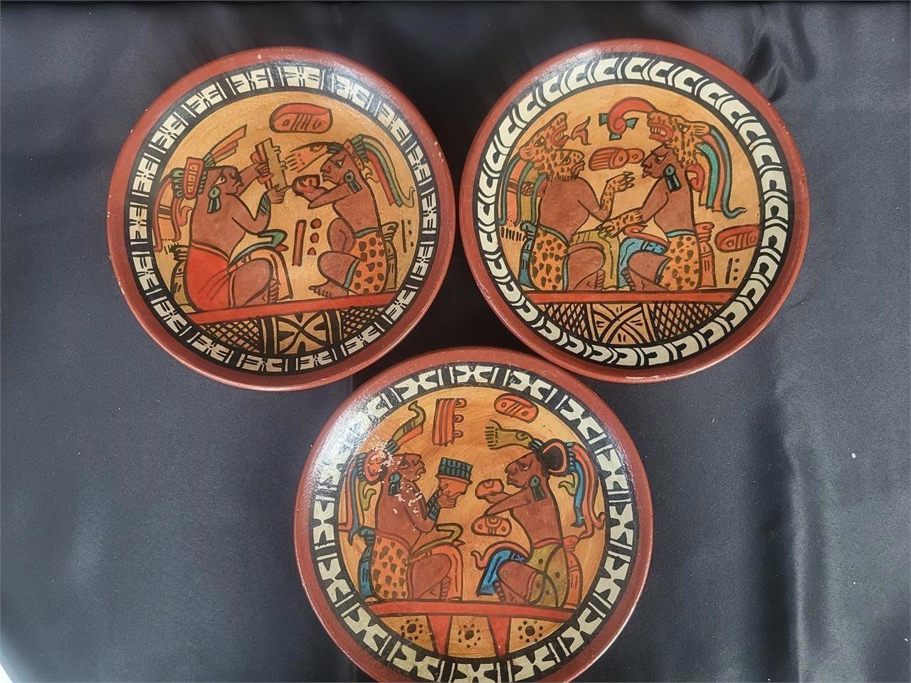 Myan Pottery 3 Decorative Plates - Resale $40