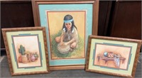 3 Native Art Pcs: Set of 3) Vintage Gail Brown