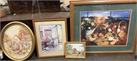 4 Framed Art Pcs: Home Interiors Country Flowers