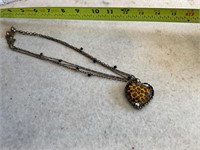 Betsy Johnson Leopard Heart Necklace