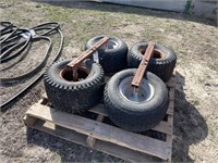(2) Lawn Cart Axles and Wheels