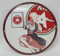 Porcelain Flying A Gasoline Round Sign