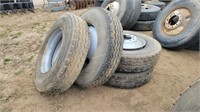 (4) 11R-24.5 Tires and Rims